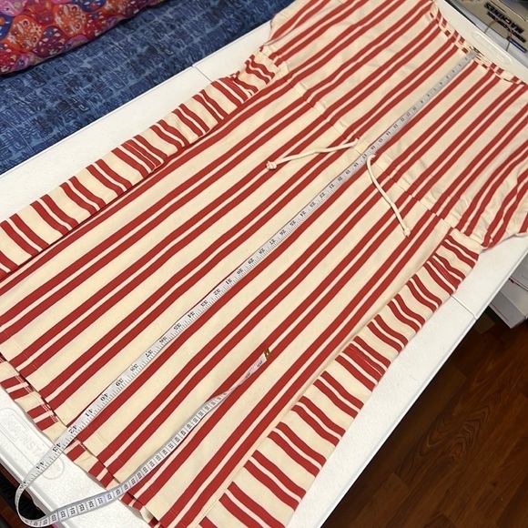 Marine Layer Lola Cocoon Red/Orange Stripe Dress Drawstring Pockets Sz L - Picture 8 of 12